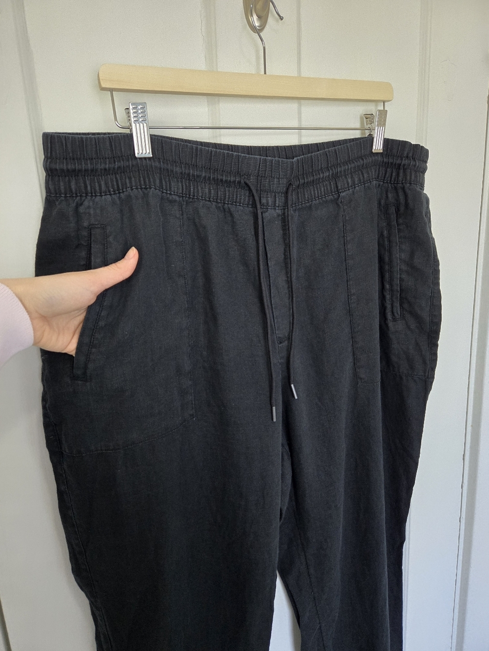 Athleta Women's Retreat Linen Jogger Pant Black Size XL Coastal Minimalist Beach - Picture 3 of 9